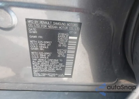 2015 Nissan Rogue Sv from USA, damaged, VIN KNMAT2MT0FP500154